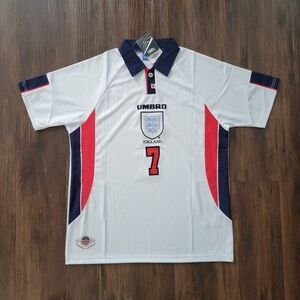 David Beckham England 1998 Home White World Cup Retro Soccer Jersey